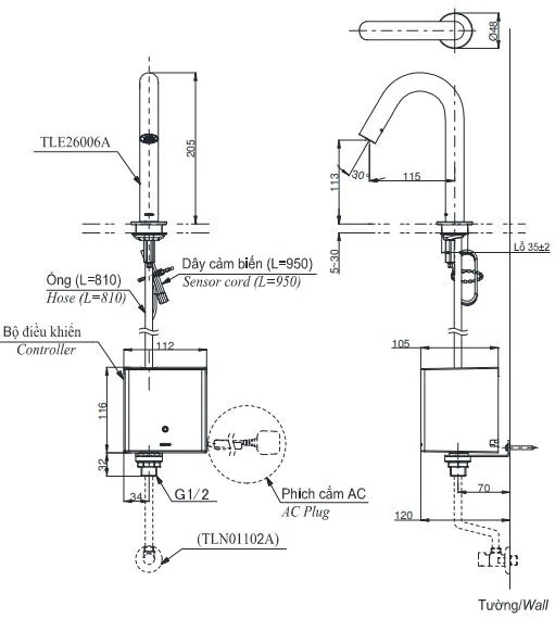Vòi Lavabo Cảm Ứng TOTO TLE26006A Tự Động