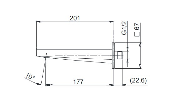 Bản vẽ kĩ thuật của Vòi xả bồn TOTO TBG10001B 