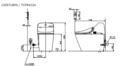 Công trình thi công TOTO: lắp đặt bồn cầu điện tử Neorest CS988VT tại gia đình chị Đức - Bồn cầu điện tử thoát ngang TOTO GG C971P#XW/TCF9433A#NW1 (C971P#XW/TCF9433A#NW1)