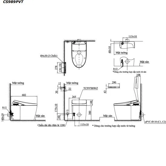 Công trình thi công TOTO: lắp đặt bồn cầu điện tử Neorest CS988VT tại gia đình chị Đức - Bồn cầu điện tử thoát ngang TOTO NEOREST CS989PVT/TCF9788WZ (CS989PVT#NW1/TCF9788WZ#NW1/T53P100VR)