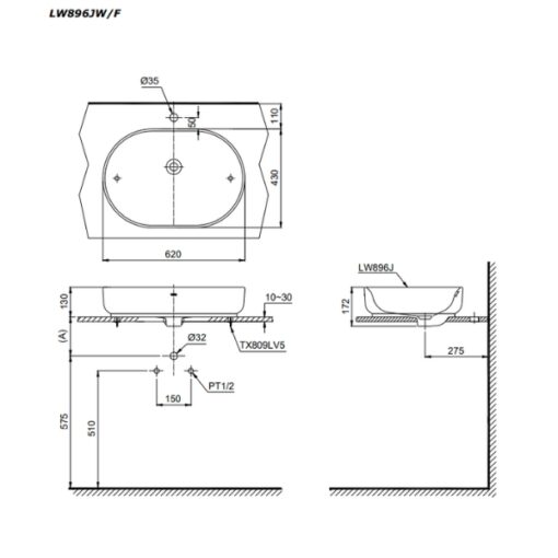 Chậu đặt trên bàn TOTO LW896JW/F#ASB