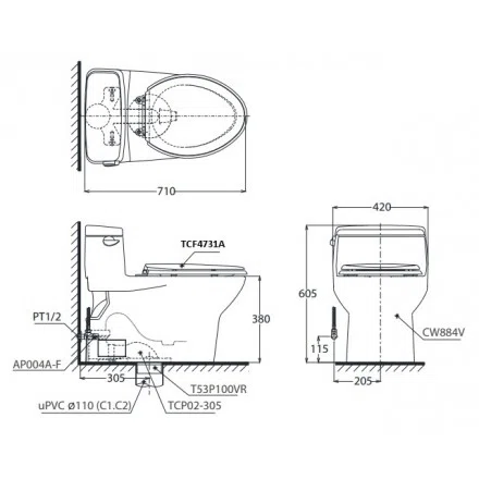 Lịch sử hơn 100 năm của TOTO: Từ Toyo Toki 1917 đến đế chế thiết bị vệ sinh toàn cầu - Bồn cầu 1 khối TOTO MS884W6 (MS884W6)