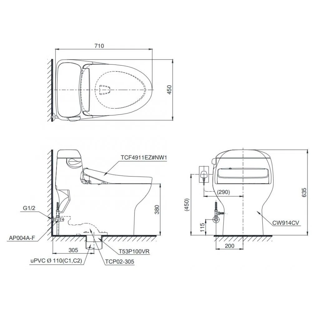 Nắp bồn cầu TOTO WASHLET Có Phù Hợp Với Bồn Cầu Không Phải TOTO Không? Hướng Dẫn Chi Tiết 2026 - Bồn cầu 1 khối TOTO MS914W11 nắp Washlet (MS914W11)