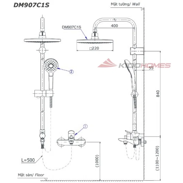 Bộ Sen Cây Nhiệt Độ TOTO TBV03429V/DGH108ZR/DM907C1S