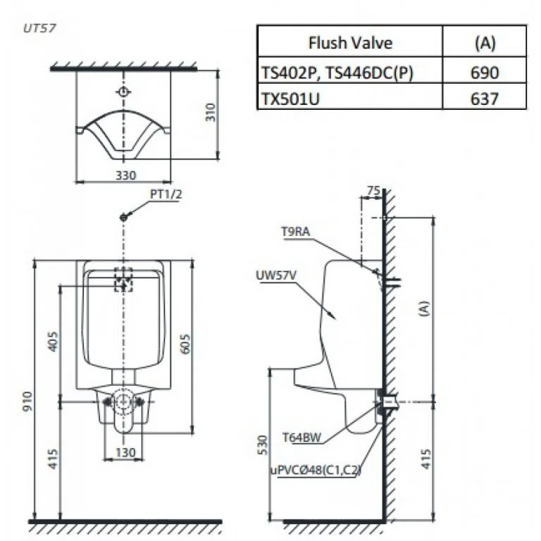 Bồn tiểu nam TOTO UT57S#W