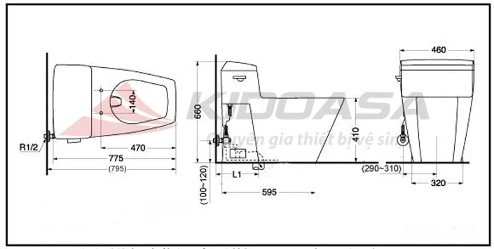 Hướng Dẫn Cách Chọn Bộ Thiết Bị Vệ Sinh Tân Cổ Điển Đồng Bộ Cho Biệt Thự - Bồn cầu 1 khối TOTO CW310B#HG (CW310B#HG)