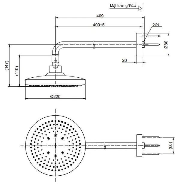 Bản vẽ kỹ thuật Bát sen gắn tường TOTO TBW01003A (TBW01003A)