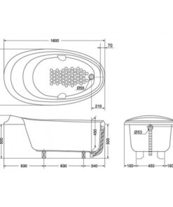Bản vẽ kĩ thuật của Bồn tắm TOTO PPY1610HPTE#S
