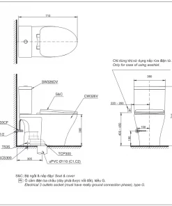 Bản vẽ kĩ thuật của Bồn cầu TOTO CS326DW14#XW