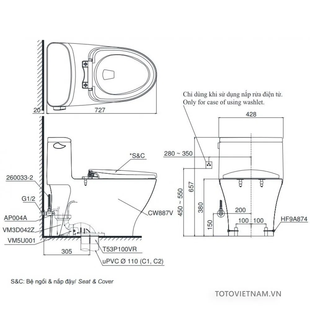 TOTO ROADSHOW MEGA SALE MÙA HÈ 2026 TẠI TOTO KIDOHOMES - Bồn cầu 1 khối TOTO MS887RW6#XW (MS887RW6#XW)