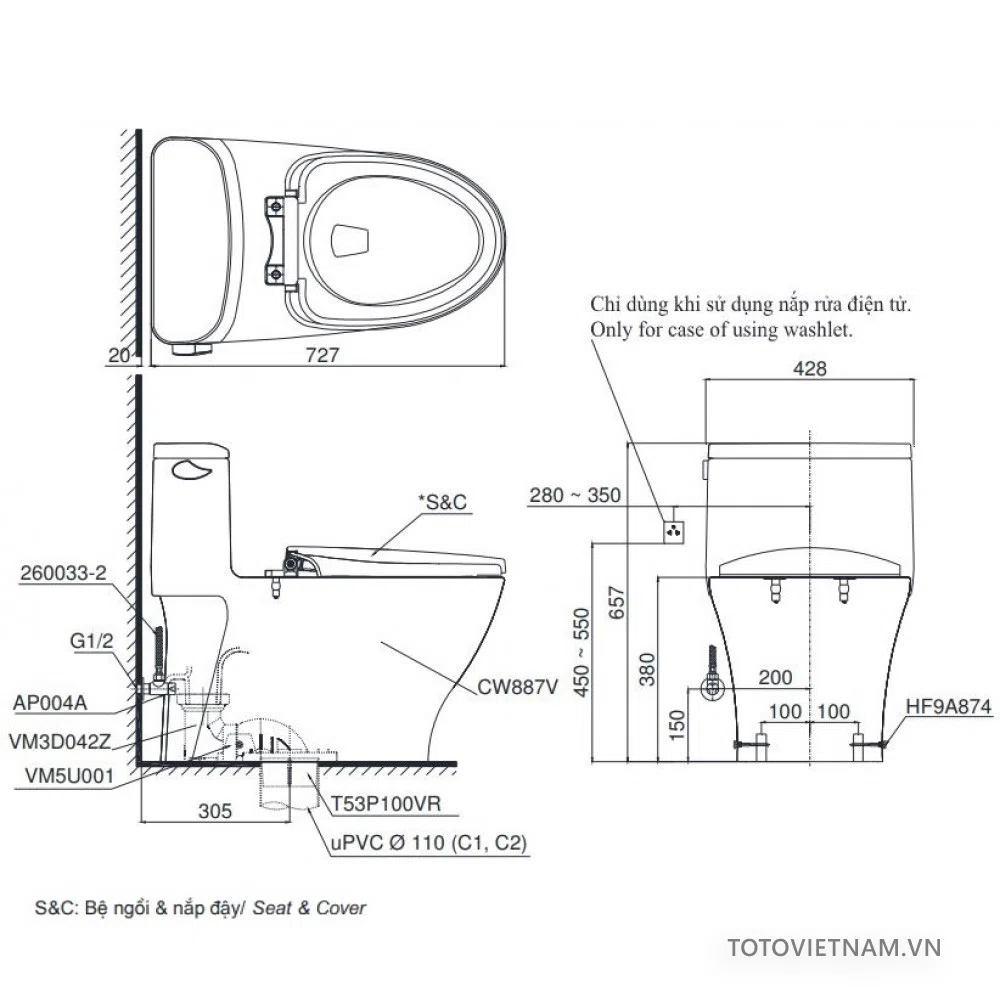 Toilet thông minh cao cấp với nhiều tính năng