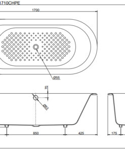 Bản vẽ kĩ thuật Bồn Tắm TOTO FBYN1710CPE/DB505R-3B