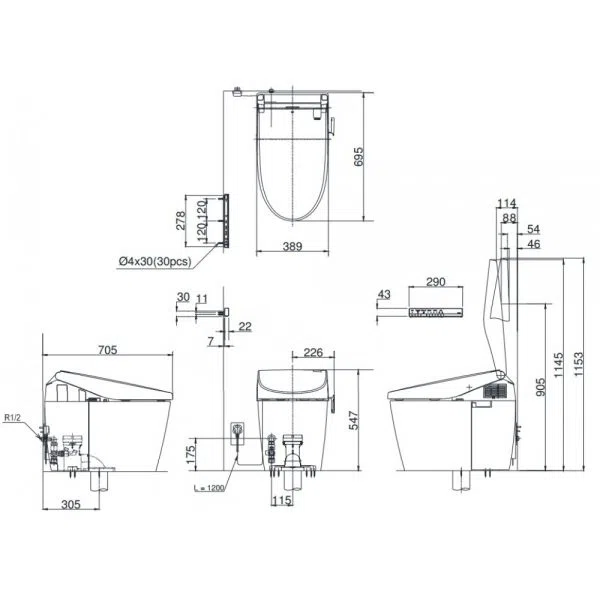 Bồn cầu thông minh TOTO NEOREST AH - Sự kết hợp hoàn hảo giữa công nghệ và thiết kế đỉnh cao - Bồn Cầu Điện Tử TOTO Neorest CS901KVT#NW1/T53P100VR (CS901KVT#NW1/T53P100VR)