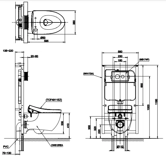 Bồn Cầu Treo Tường TOTO CW812REA/TCF4911EZ
