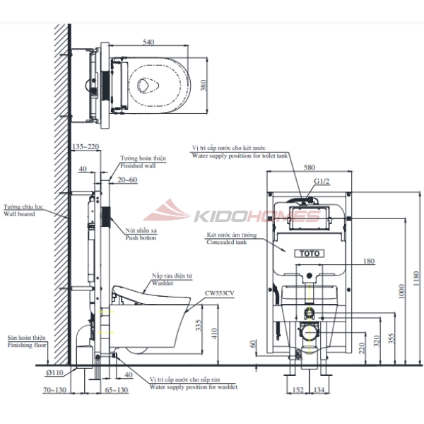 bàn cầu treo tường kèm nắp rửa điện tử CW553C#XW/TCF33370GAA#NW1/WH172AAT/TCA465/MB174P#SS