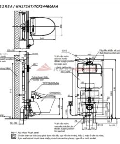 bàn cầu treo tường kèm nắp rửa điện tử CW822REA#W/TCF24460AAA#NW1