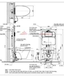 bàn cầu treo tường kèm nắp rửa điện tử CW822REA#W/TCF23460AAA#NW1/WH172AT/TCA465/MB175M#SS