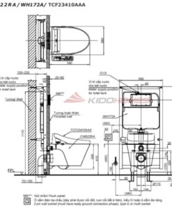 bàn cầu treo tường kèm nắp rửa điện tử CW822RA#W/TCF23410AAA#NW1