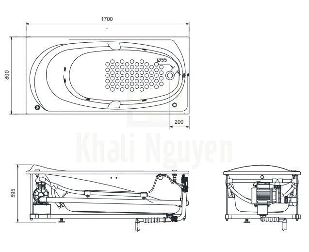 Bồn tắm massage ngọc trai TOTO PPYK1710ZRHPE#S/DB501R-2B