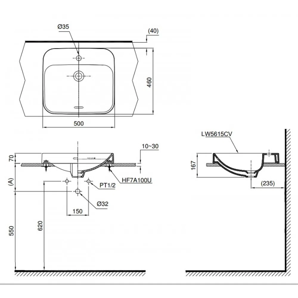 Chậu lavabo đặt bàn TOTO LT5615C