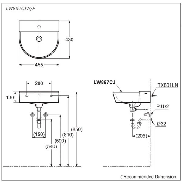 Chậu rửa lavabo TOTO LW897CJW