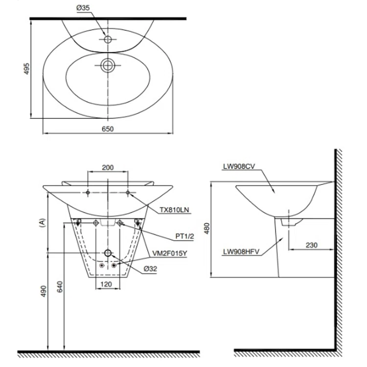 Chậu rửa lavabo TOTO LW908CKS