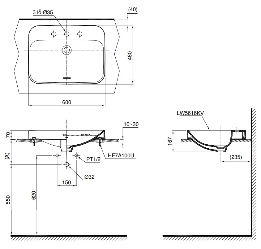 Chậu lavabo đặt bàn Toto LT5616C
