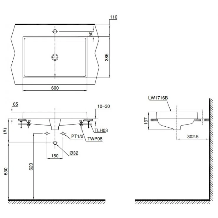 Chậu rửa lavabo đặt bàn TOTO LW1716B