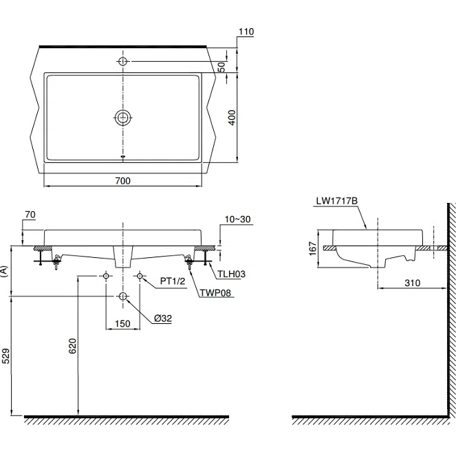 Chậu rửa lavabo đặt bàn TOTO LW1717B