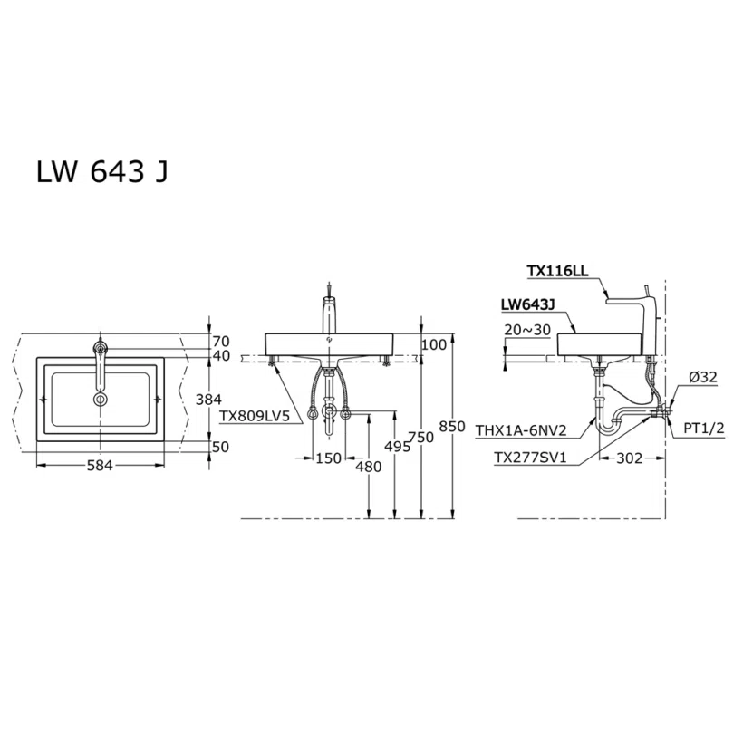 Chậu rửa lavabo đặt bàn TOTO LW643JW/F#W