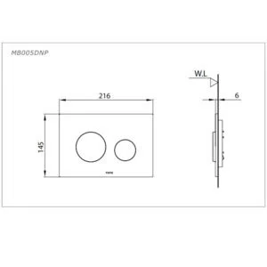 Bản vẽ kỹ thuật Nắp Đậy Nút Nhấn Xả TOTO MB005DNP (MB005DNP)