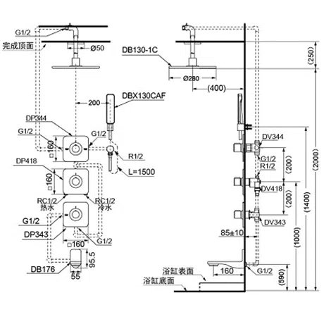Bộ sen tắm nhiệt độ âm tường TOTO DB130-1C