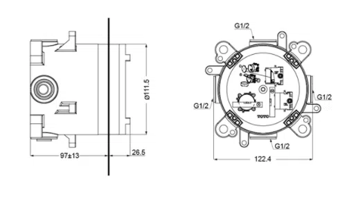 Bản vẽ kỹ thuật Phụ kiện âm tường TOTO TBN01001B (TBN01001B)