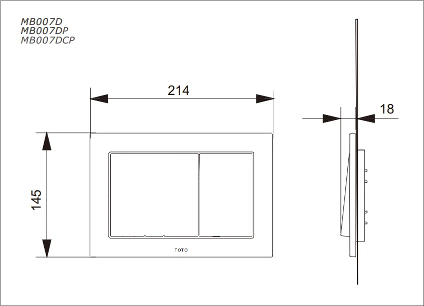 Bản vẽ kỹ thuật Nắp Đậy Nút Nhấn Xả TOTO MB007DP (MB007DP)