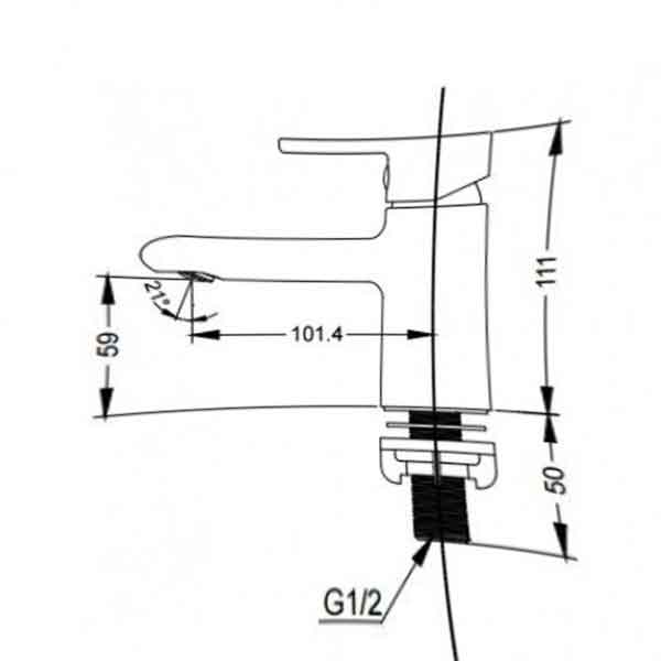 Bản vẽ kỹ thuật của Vòi chậu rửa mặt TOTO TVLC101NSR