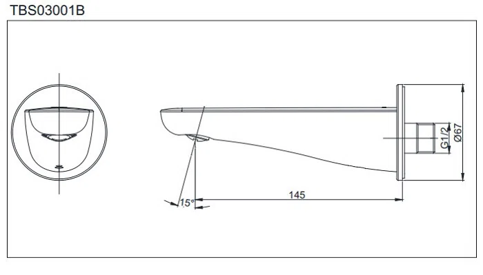 Bản vẽ kỹ thuật Vòi xả bồn GC TOTO TBS03001B (TBS03001B)