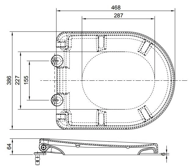 Bản vẽ kỹ thuật Nắp Đóng Êm TOTO TC384CVK#W (TC384CVK#W)