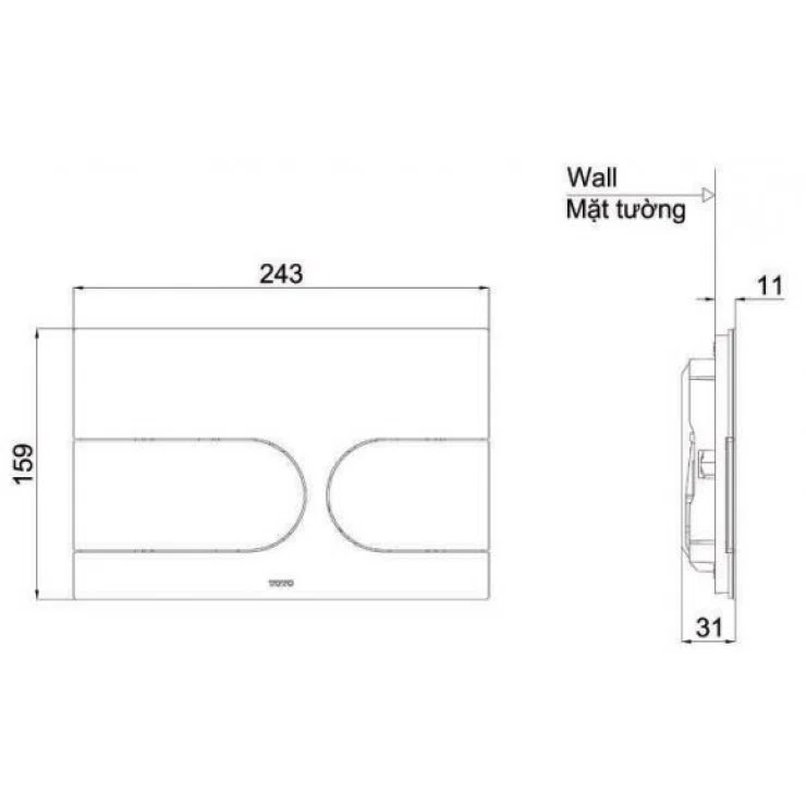 Bản vẽ kỹ thuật nắp đậy nút nhấn xả TOTO MB175M#SS