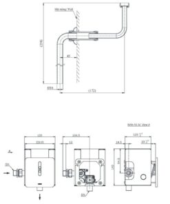 Bản vẽ kĩ thuật của Phụ Kiện Bồn Tiểu Nam TOTO DUE126UK/VM2L051Z
