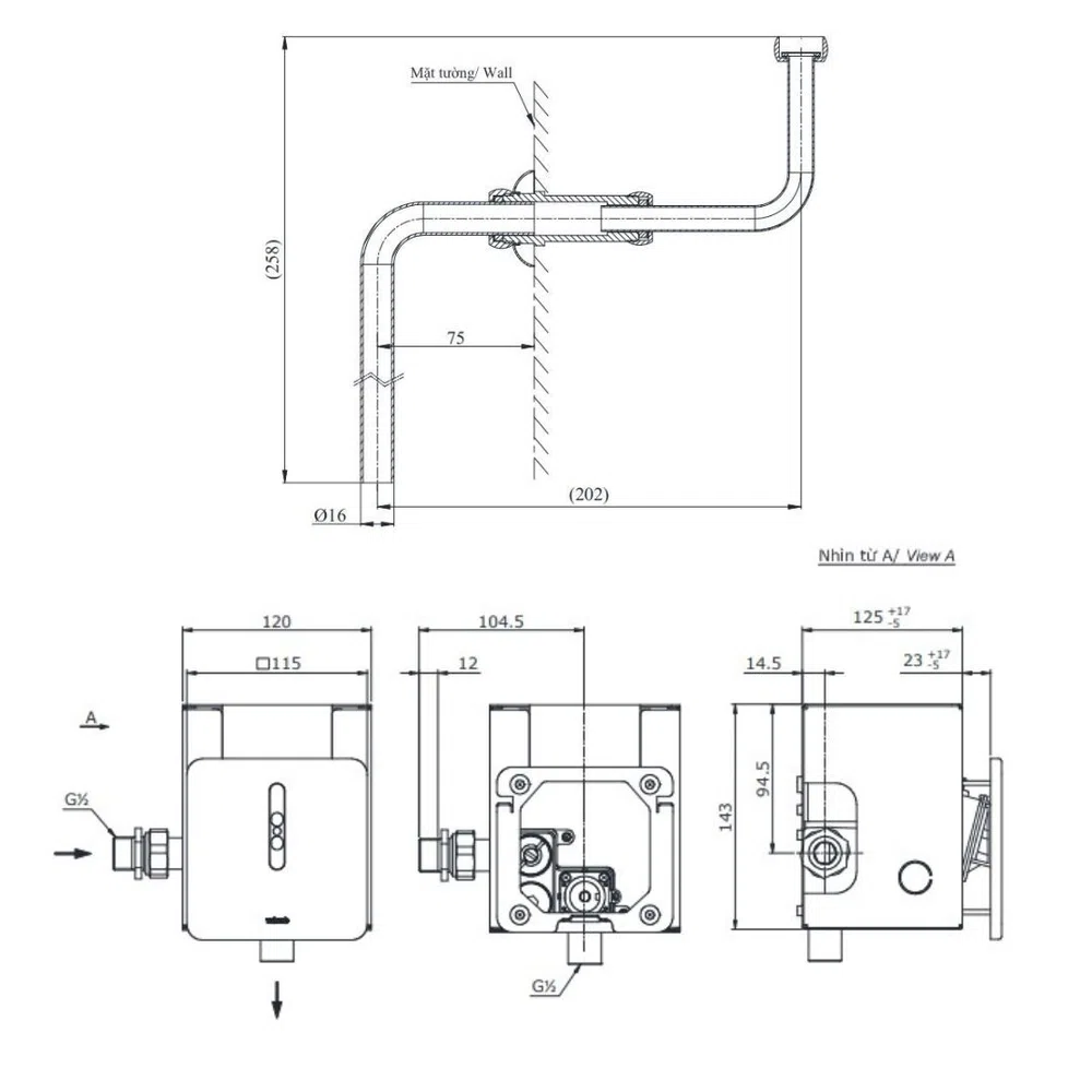 Phụ Kiện Bồn Tiểu Nam TOTO DUE126UE/VM2L037Z