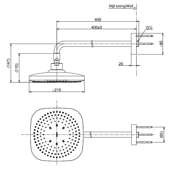 Bản vẽ kỹ thuật Bát sen gắn tường TOTO TBW02003A (TBW02003A)