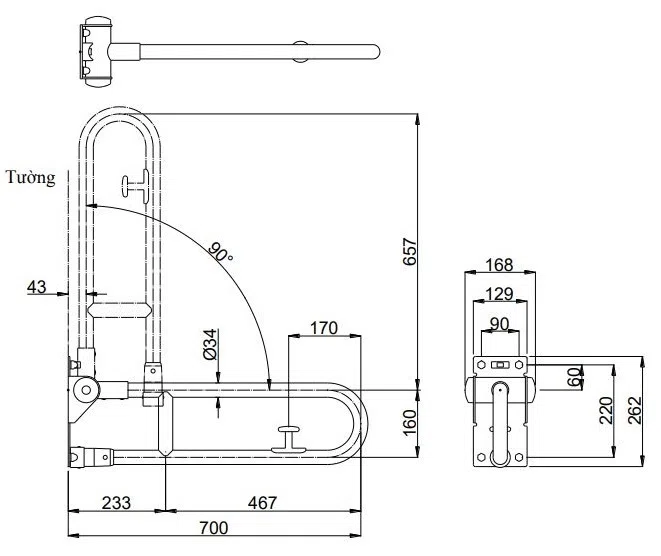 Thanh Tay Vịn TOTO T113HK7R/T110D17S