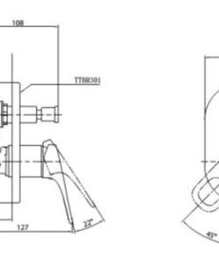 Bản vẽ kĩ thuật của của Van Điều Chỉnh Nóng Lạnh TOTO TTBR301/TTBB301