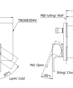Bản vẽ kĩ thuật của Van Điều Chỉnh Nóng Lạnh TOTO TBG08304V