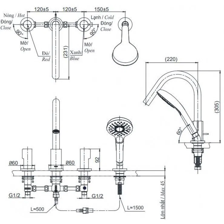 Vòi Xả Bồn Tắm TOTO TBG11202A