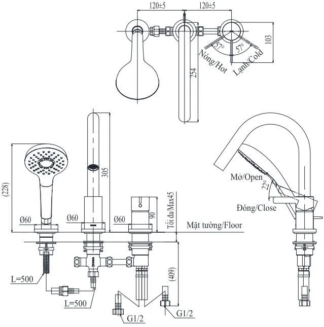 Vòi Xả Bồn Tắm TOTO TBG11305AA