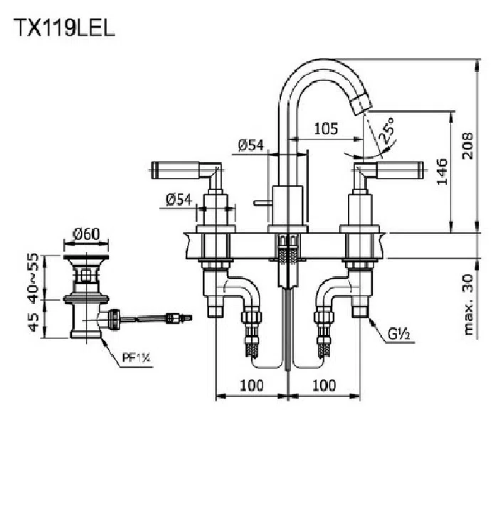 Vòi lavabo nóng lạnh TOTO TX119LEL