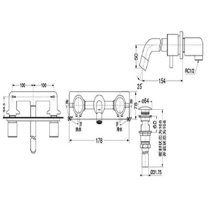 Vòi lavabo nóng lạnh TOTO DLB201R, âm tường