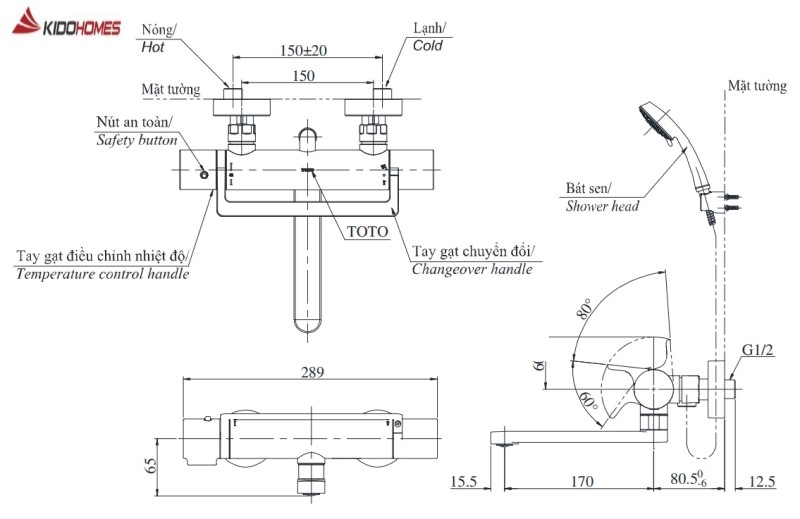 Bản vẽ sen nhiệt độ TOTO TBV03429V/DGH108ZR