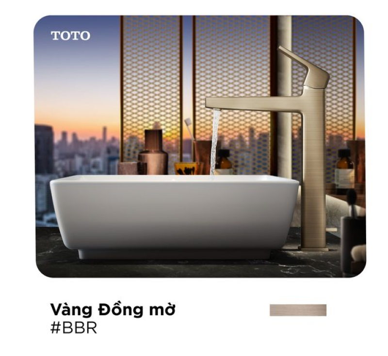 Bộ sưu tập sen vòi mạ màu PVD TOTO vàng đồng mờ